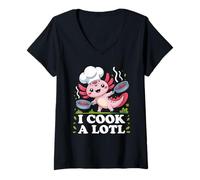 Femme I Cook A Lotl, Funny Axolotl Cooking T-Shirt avec Col en V