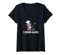 Femme I Cook A Lotl, Funny Axolotl Cooking T-Shirt avec Col en V