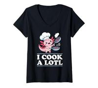 Femme I Cook A Lotl, Funny Axolotl Cooking T-Shirt avec Col en V