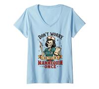 Femme I did This on a Mannequin Once Funny Nursing T-Shirt avec Col en V