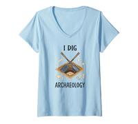 Femme I Dig Archaeology Un Jeu de Mots Amusant pour Un archéologue T-Shirt avec Col en V