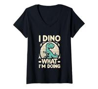 Femme I Dino What I'm Doing Dinosaure en sciences | - T-Shirt avec Col en V