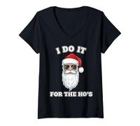 Femme I Do It for The HO's Funny Inappropriate Christmas T-Shirt avec Col en V