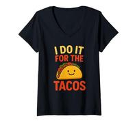 Femme I Do It for The Tacos Funny Foodie Mexican Taco Lover T-Shirt avec Col en V