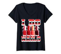 Femme I Do Nails Nail Artist Nail Tech Années 90 Bootleg T-Shirt avec Col en V