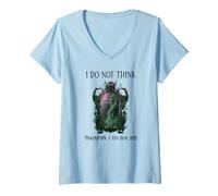 Femme I Do Not Think Therefore I Do Not Am Sarcastic Witch Pink T-Shirt avec Col en V