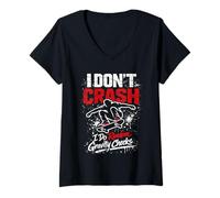 Femme I Do Random Gravity Checks, drôle de Skater, Dicton T-Shirt avec Col en V