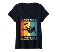 Femme I Do Random Gravity Checks, drôle de Skater, Dicton T-Shirt avec Col en V
