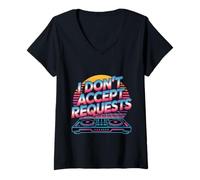 Femme I Don't Accept Requests DJ Song Playlist Jokes - T-Shirt avec Col en V