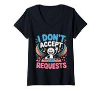 Femme I Don't Accept Requests DJ Song Playlist Jokes |- T-Shirt avec Col en V
