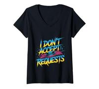 Femme I Don't Accept Requests DJ Song Playlist Jokes - T-Shirt avec Col en V