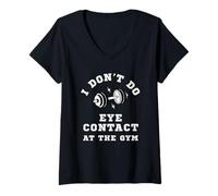 Femme I Don't, Do Eye Contact at The Gym Funny Workout Humour Men T-Shirt avec Col en V