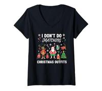 Femme I Don't Do Matching Christmas Outfits Family Holiday Humour T-Shirt avec Col en V