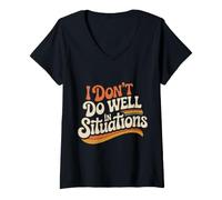 Femme I Don't Do Well in Situations Social Awkward Introvert T-Shirt avec Col en V