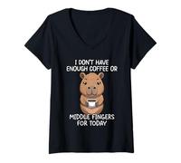 Femme I Don't Have Enough Coffee Or Middle Fingers for Today T-Shirt avec Col en V