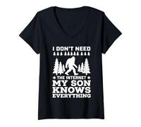 Femme I Don't Need The Internet My Son Knows Everything T-Shirt avec Col en V