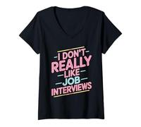 Femme I Don't Really Like Job Interviews Embauche introvertie - T-Shirt avec Col en V