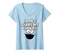Femme I Don't Share My Cookies Monster Gâteaux Biscuits pâtisserie T-Shirt avec Col en V
