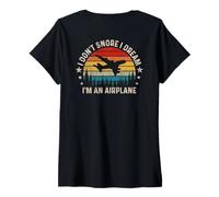 Femme I Don't Snore I Dream I'm an Airplane - Funny Pilot (arrière) T-Shirt avec Col en V