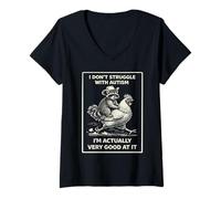 Femme I Don't Struggle with Autism I'm Very Good Autism Awareness T-Shirt avec Col en V
