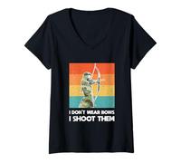 Femme I Don't Wear Bows Femme Archer Arc Chasse Fille Vintage T-Shirt avec Col en V