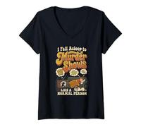 Femme I Fall Asleep to Murder Shows Like a Normal Person Retro T-Shirt avec Col en V