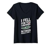 Femme I Fell for You Somewhere Trous 3 et 4 Mini Golf T-Shirt avec Col en V