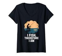 Femme I Fish, So I Am, Fisherman on a Boat T-Shirt avec Col en V