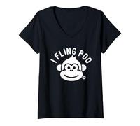 Femme I Fling Poo T-Shirt avec Col en V