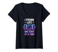 Femme I Frame Life One Shot at A Time T-Shirt avec Col en V