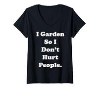 Femme I Garden So I Don't Hurt People Quote Funny Saying T-Shirt avec Col en V