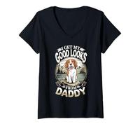 Femme I Get My Good Looks from Daddy Bernois Mountain Dog Lover T-Shirt avec Col en V