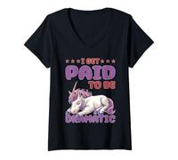 Femme I Get Paid to Be Dramatic Theater Actor Stage Performer T-Shirt avec Col en V
