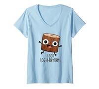Femme I Got Log-a-Rhythm Jeu de Mots mathématiques drôle T-Shirt avec Col en V