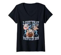 Femme I Got That Dawg in Me Baby Pygmy Hippo Heavy Metal T-Shirt avec Col en V