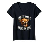 Femme I Got That Dog in Me - Drôle Chihuahua Meme T-Shirt avec Col en V