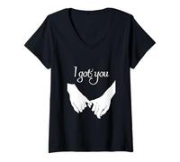 Femme « I Got You » Pinky Promise - Symbole de Soutien et de Connexion T-Shirt avec Col en V