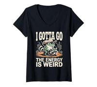 Femme I Gotta Go The Energy is Weird Frog Raton Laveur T-Shirt avec Col en V