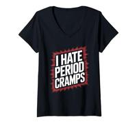 Femme I Hate Period Cramps Humorous Women's Health Blague Women Men T-Shirt avec Col en V
