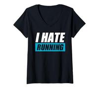 Femme I Hate Running Jogg Coureur Course drôle T-Shirt avec Col en V