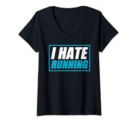 Femme I Hate Running Jogg Coureur Course drôle T-Shirt avec Col en V