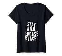 Femme I Hate War Citation Say No to War Wars Stay Wild Choose Peace T-Shirt avec Col en V