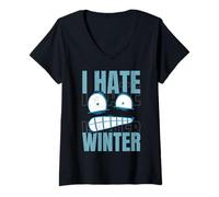 Femme I Hate Winter Snow Snowy Climat Ice Cold Season T-Shirt avec Col en V