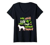Femme I Have A German Shepherd Dog Lucky Funny St Patricks Day T-Shirt avec Col en V