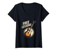Femme I Have A Guitar Free Lessons Guitare Musique Drôle Guitaristes T-Shirt avec Col en V