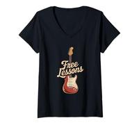 Femme I Have A Guitar Free Lessons Guitare Musique Drôle Guitaristes T-Shirt avec Col en V