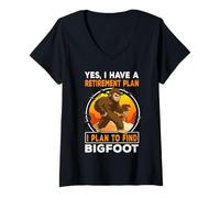 Femme I Have A Retirement Plan I Plan to Find Bigfoot Sasquatch T-Shirt avec Col en V