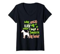 Femme I Have A Smooth Fox Terrier Dog Lucky Funny St Patricks Day T-Shirt avec Col en V