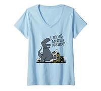 Femme I Have Anger Issues Funny Dinosaur T-Shirt avec Col en V