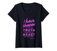 Femme I Have Chosen The Way of Truth Psaume 119:30 Écriture Foi T-Shirt avec Col en V